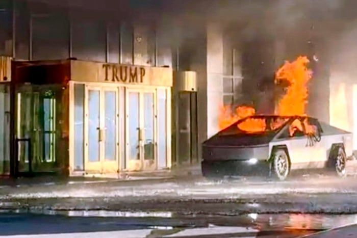 Explotó un auto Tesla en la puerta de una torre de Donald Trump en Las Vegas